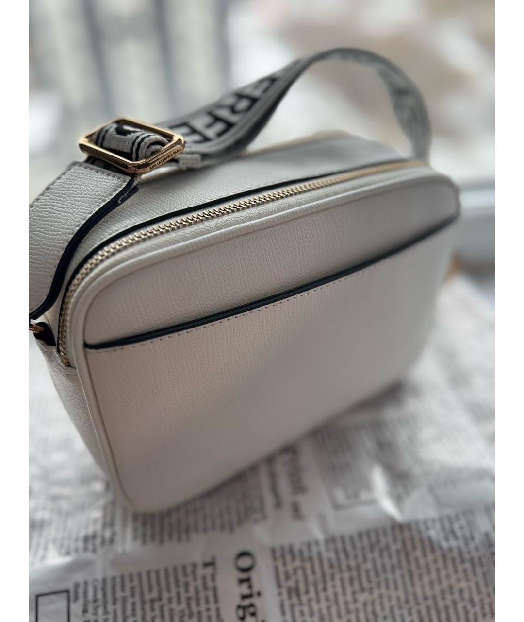 KARL LAGERFELD Белая кожаная сумка через плечо, фото 3