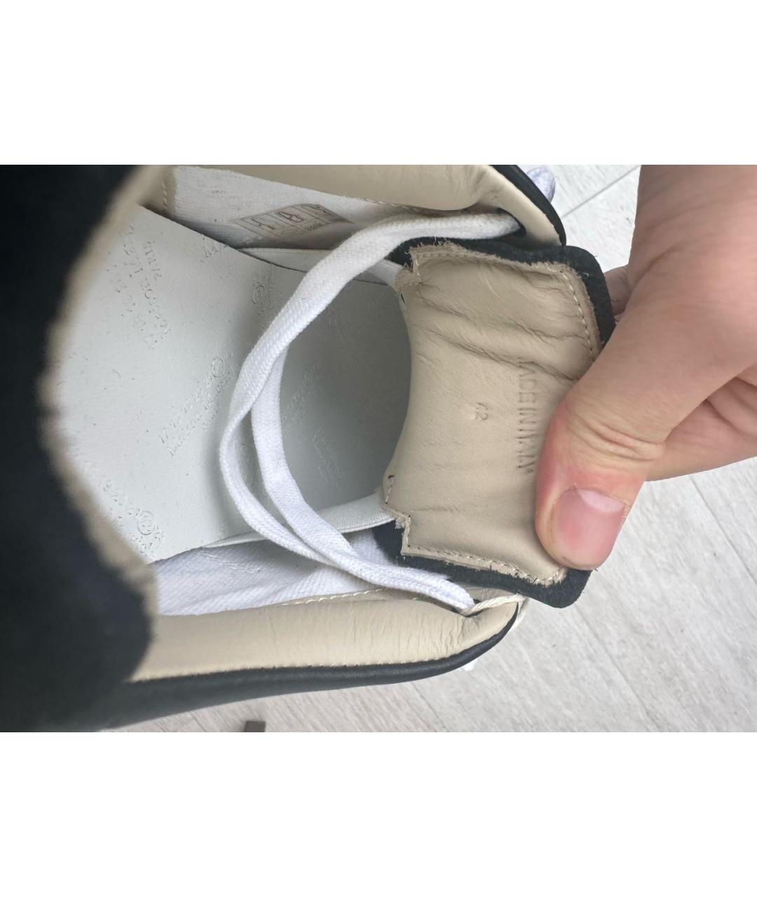 MAISON MARGIELA Черные кожаные низкие кроссовки / кеды, фото 8