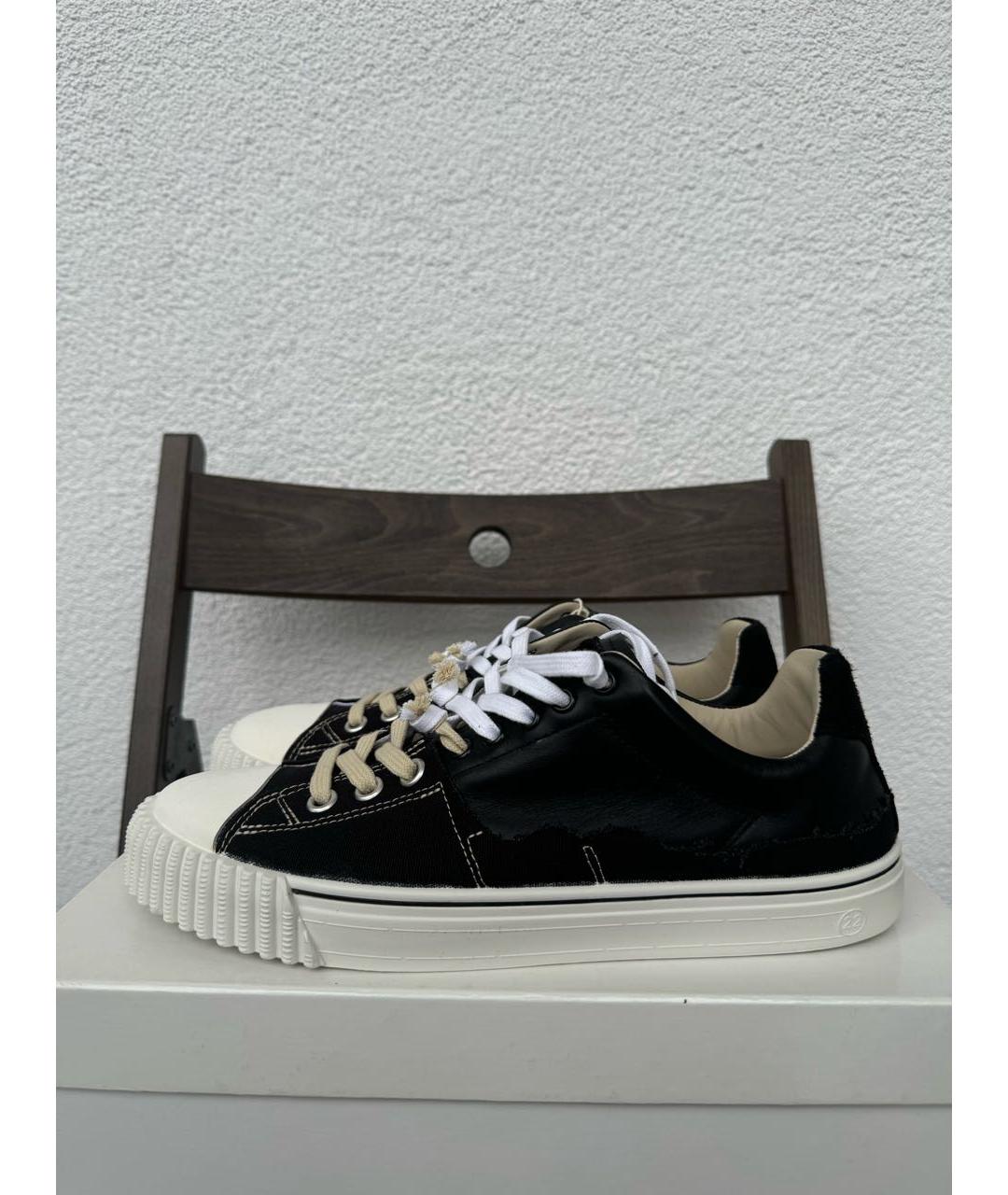 MAISON MARGIELA Черные кожаные низкие кроссовки / кеды, фото 3