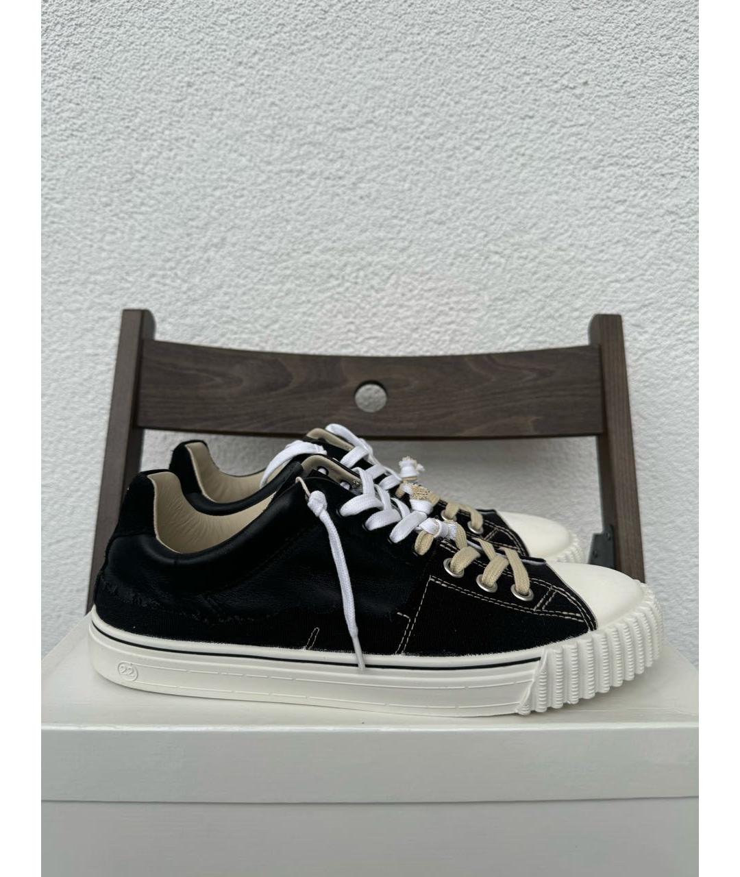 MAISON MARGIELA Черные кожаные низкие кроссовки / кеды, фото 4