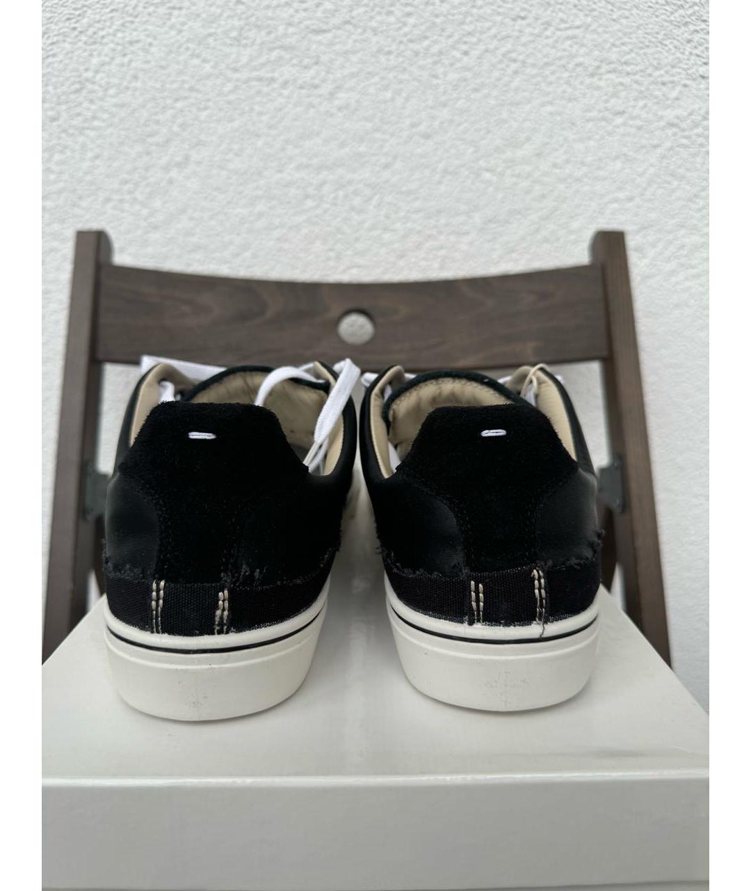 MAISON MARGIELA Черные кожаные низкие кроссовки / кеды, фото 5