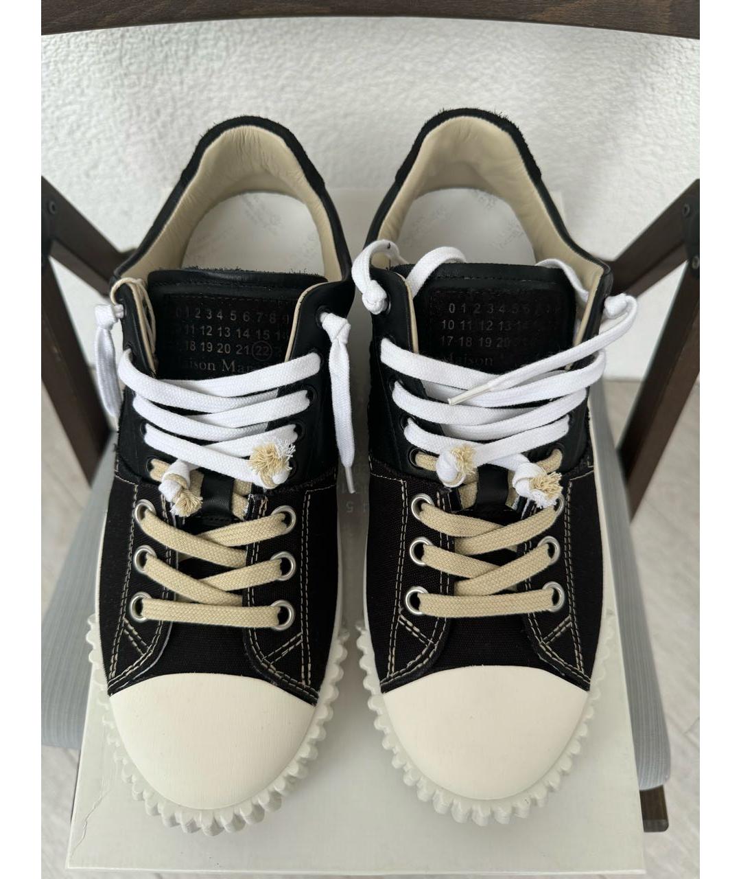 MAISON MARGIELA Черные кожаные низкие кроссовки / кеды, фото 6