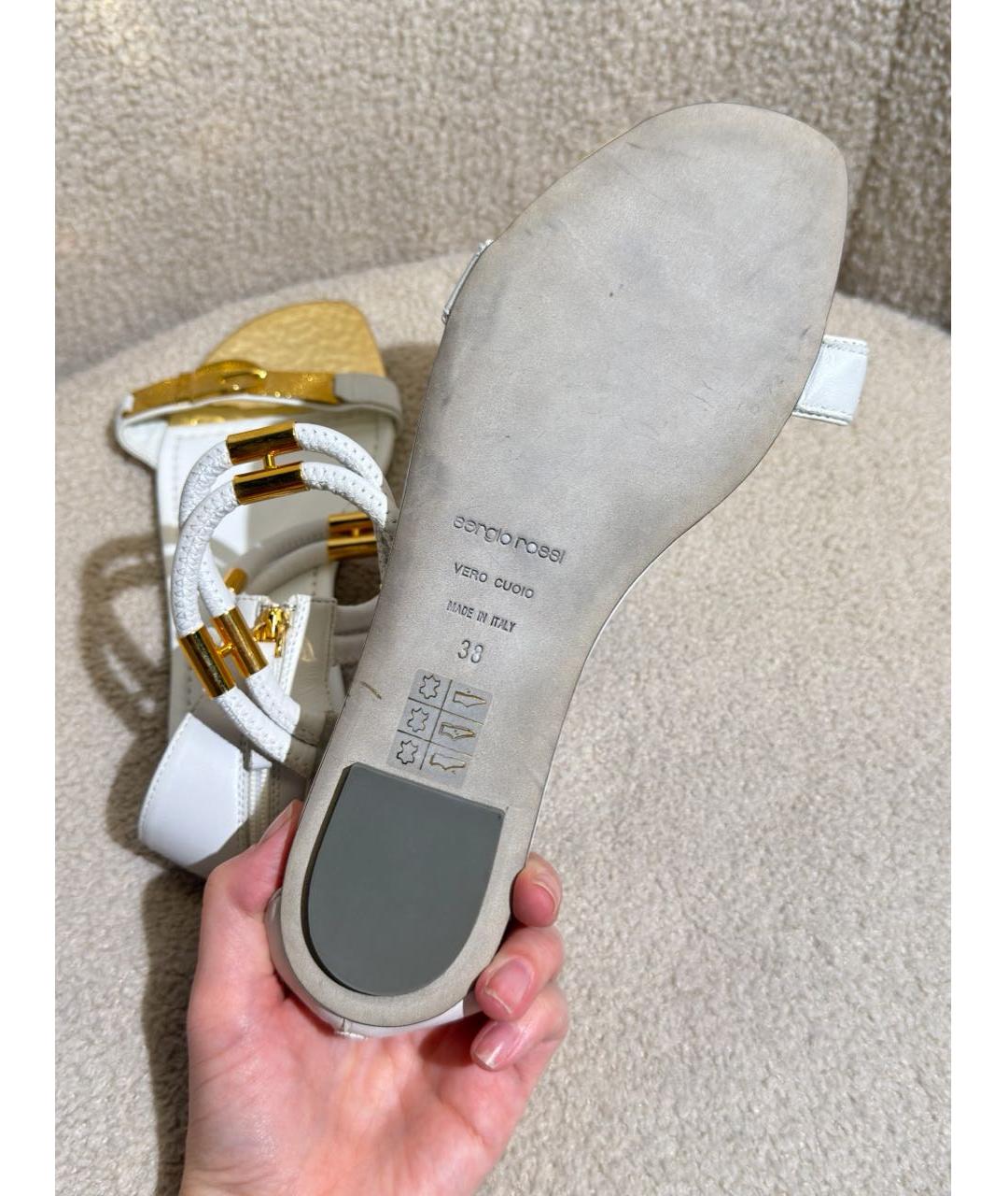 SERGIO ROSSI Белые кожаные сандалии, фото 7