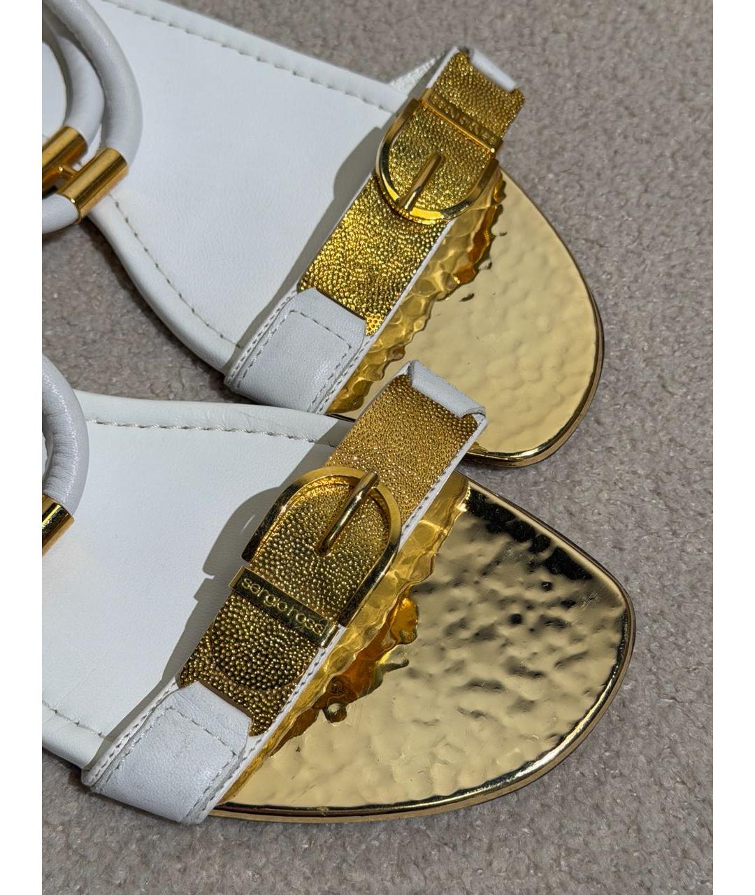 SERGIO ROSSI Белые кожаные сандалии, фото 6