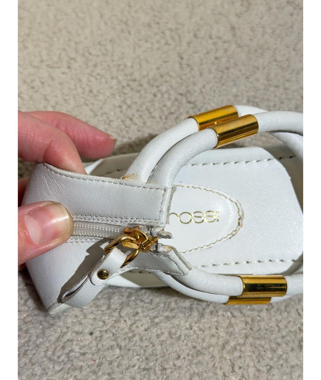 SERGIO ROSSI Белые кожаные сандалии, фото 8