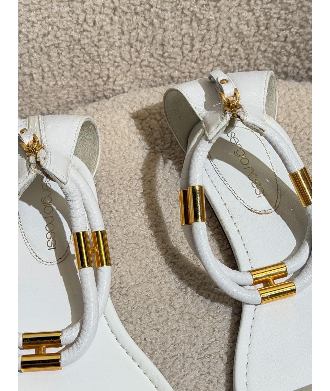 SERGIO ROSSI Белые кожаные сандалии, фото 3