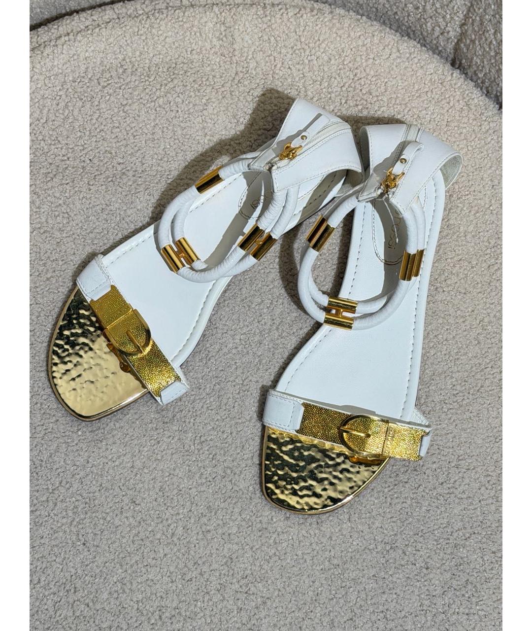 SERGIO ROSSI Белые кожаные сандалии, фото 5
