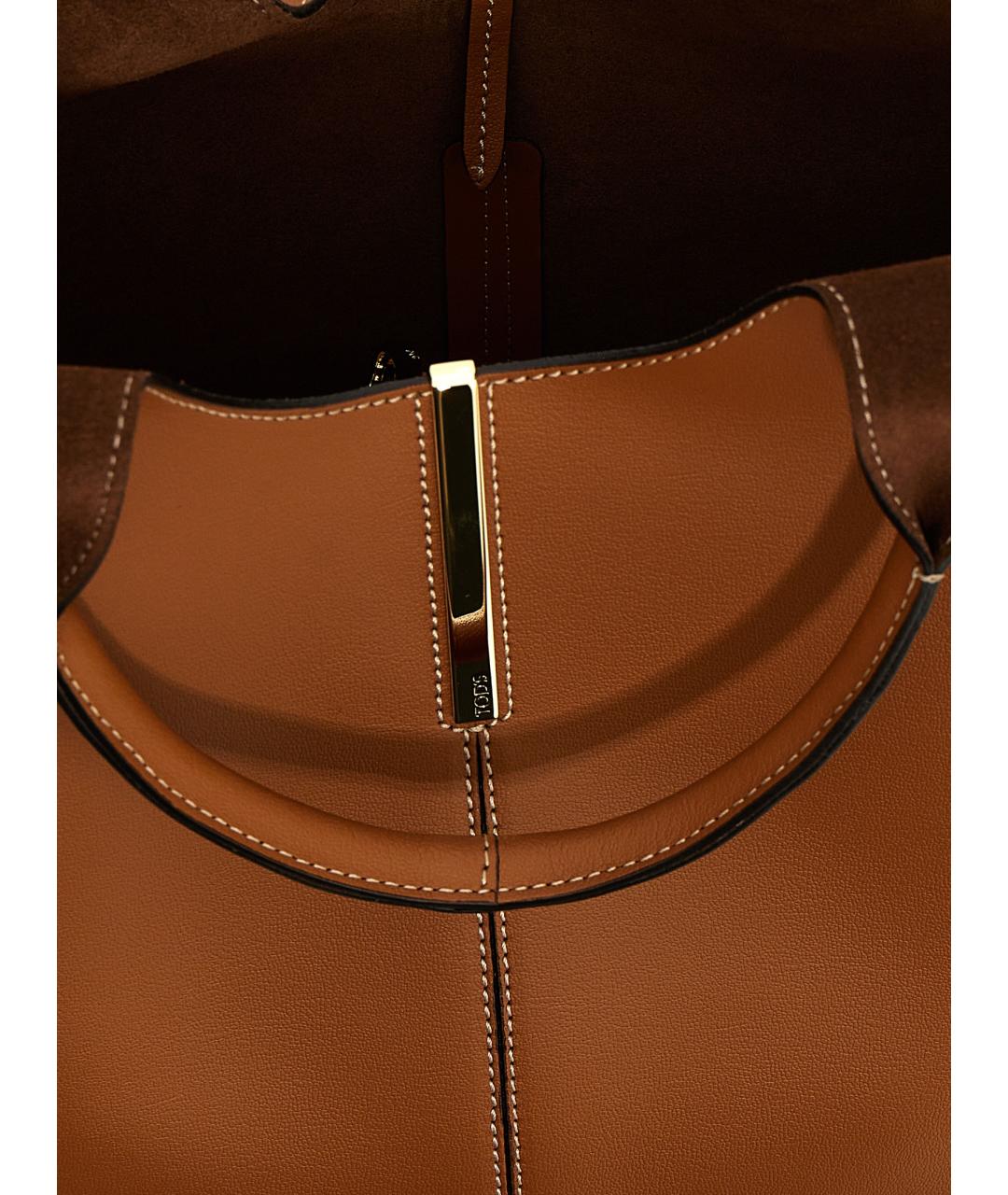 TOD'S Коричневая кожаная сумка тоут, фото 4