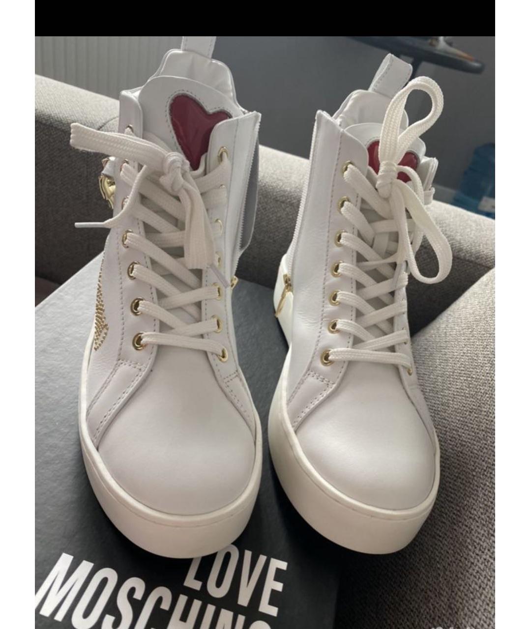 LOVE MOSCHINO Белые кожаные кеды, фото 2