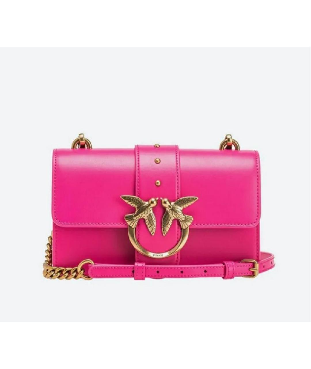 PINKO Фуксия кожаная сумка через плечо, фото 4