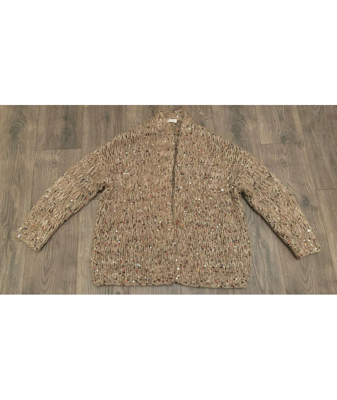 BRUNELLO CUCINELLI Бежевый шерстяной кардиган, фото 9