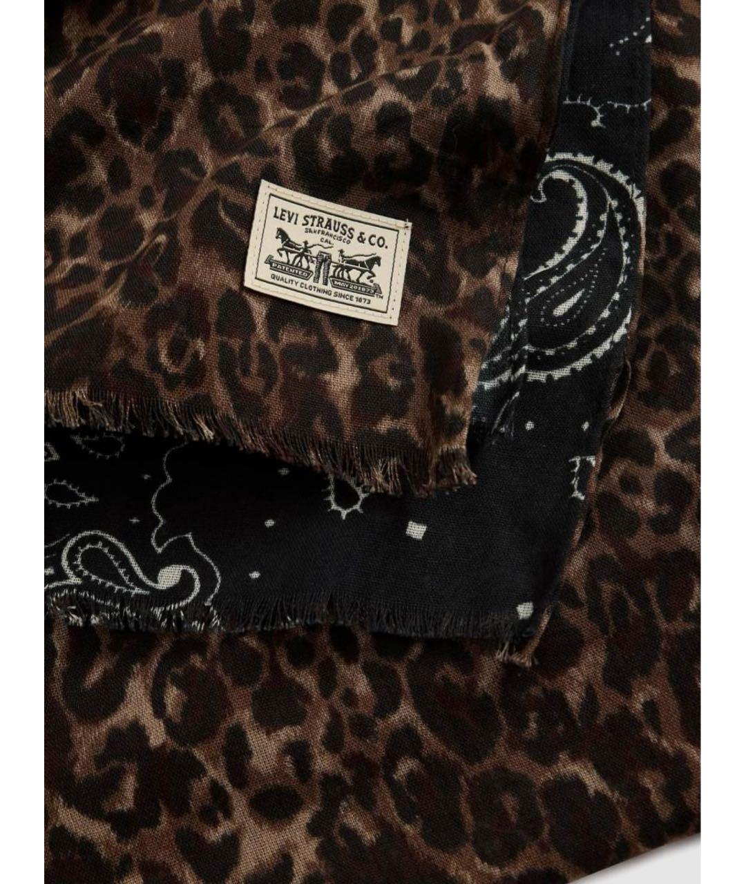 LEVI'S Коричневый хлопковый шарф, фото 3