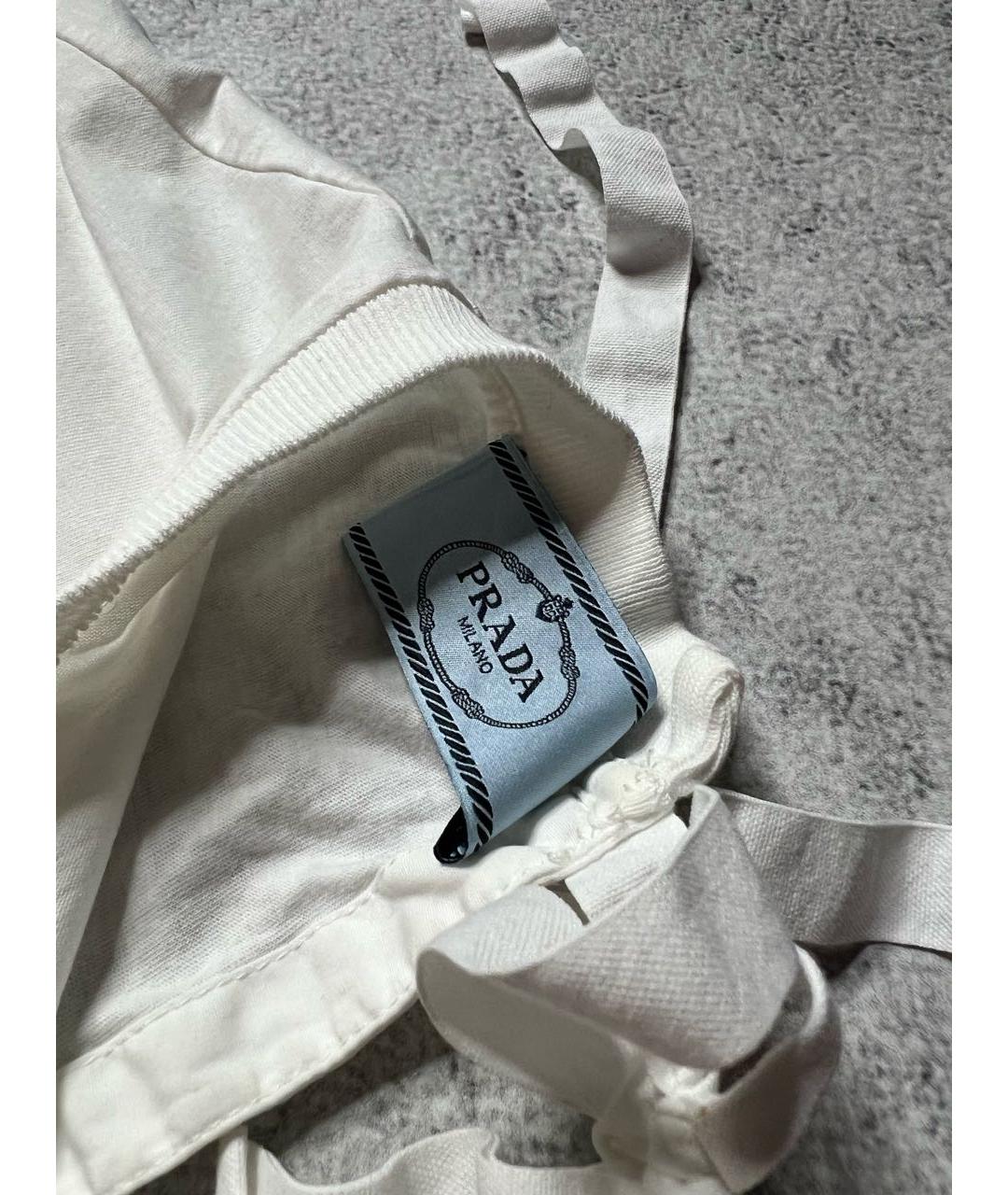 PRADA Белая хлопковая футболка, фото 8