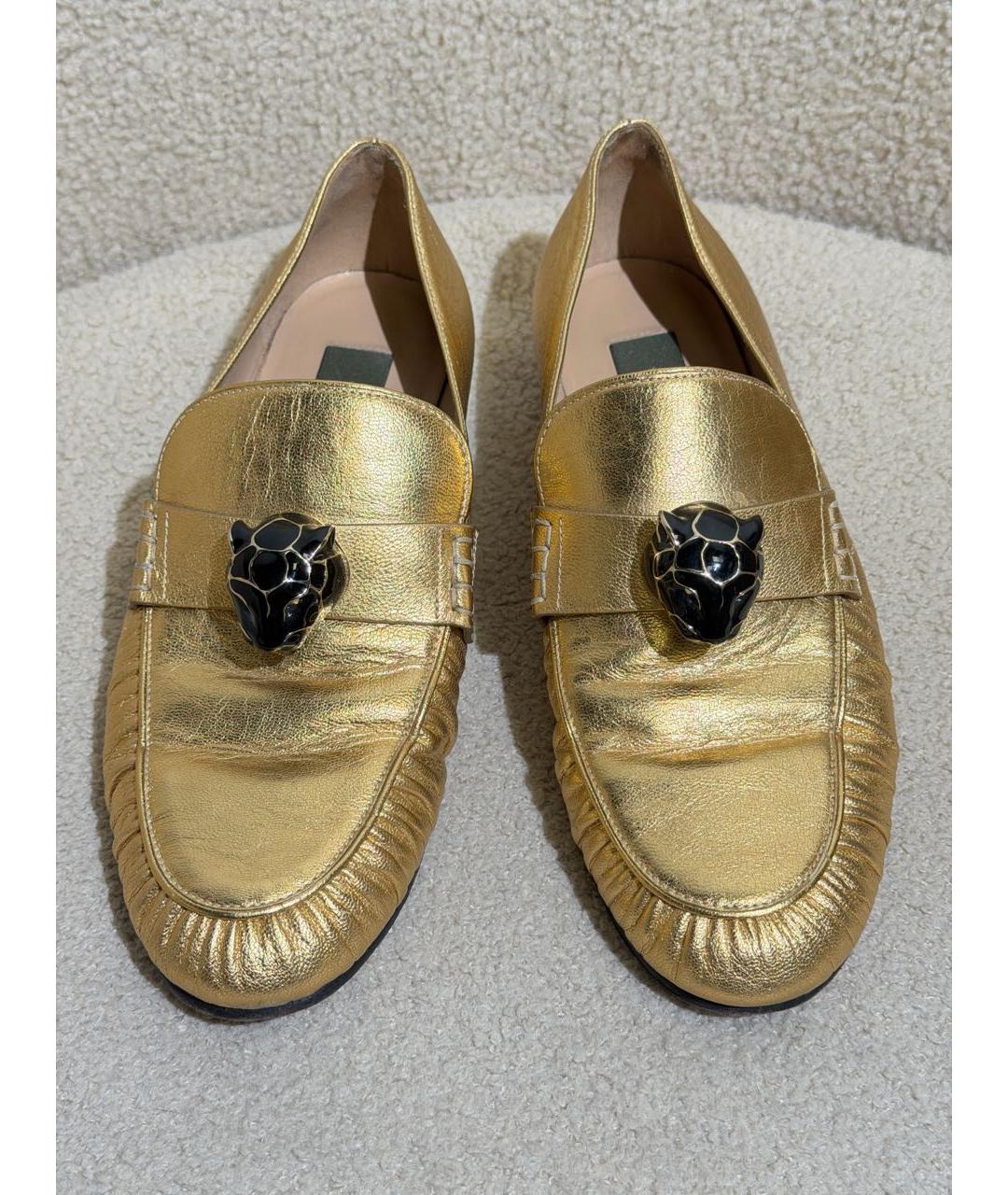 VALENTINO Золотые кожаные лоферы, фото 2