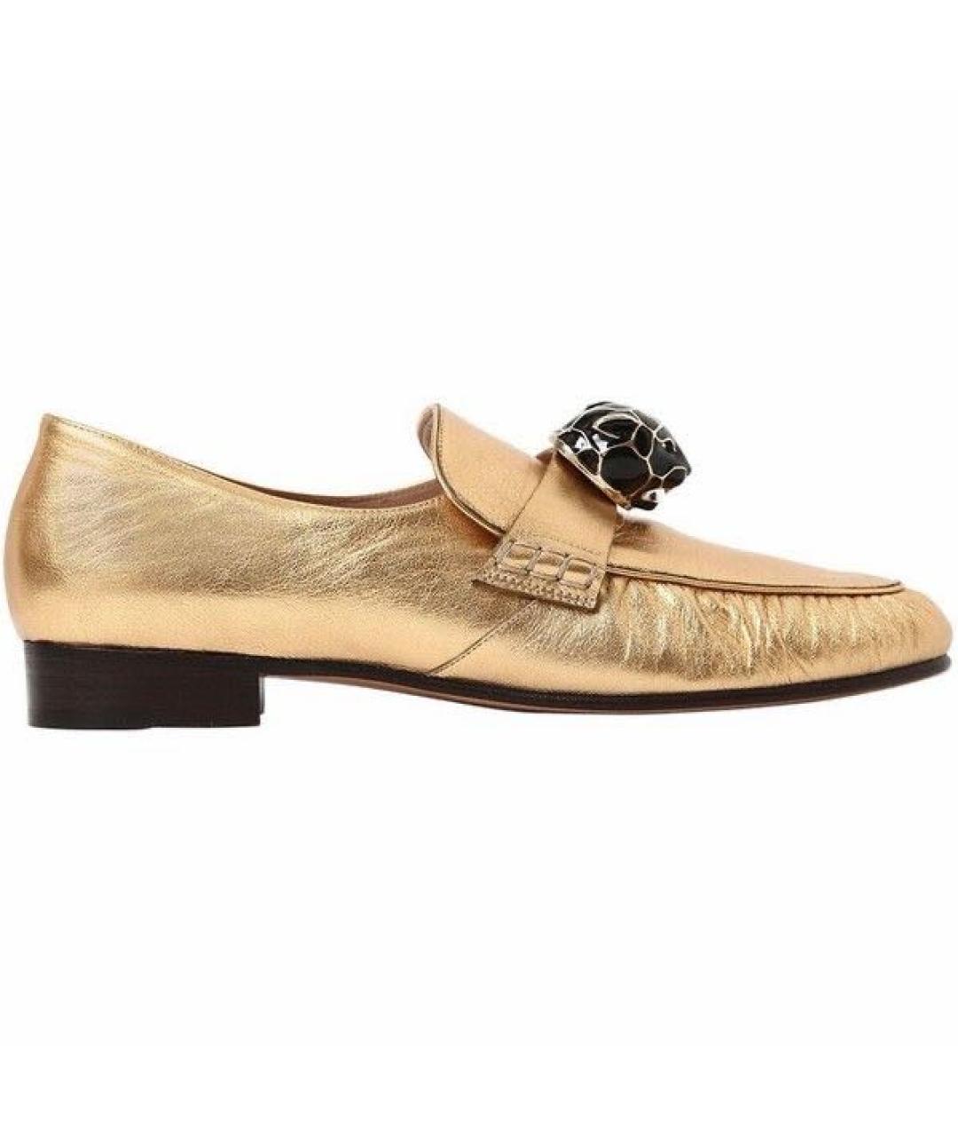 VALENTINO Золотые кожаные лоферы, фото 1