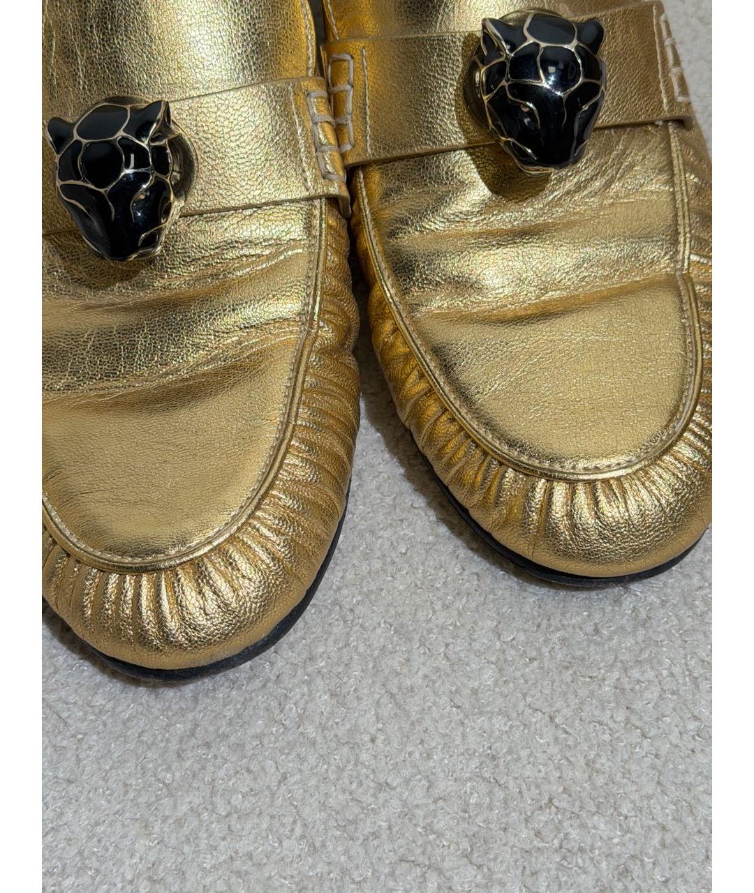 VALENTINO Золотые кожаные лоферы, фото 8