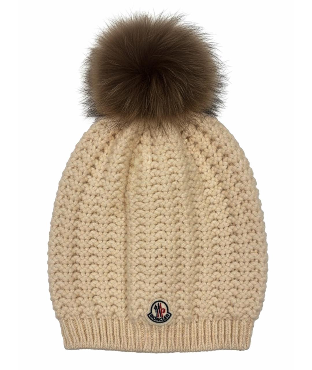 MONCLER Бежевая шапка, фото 1