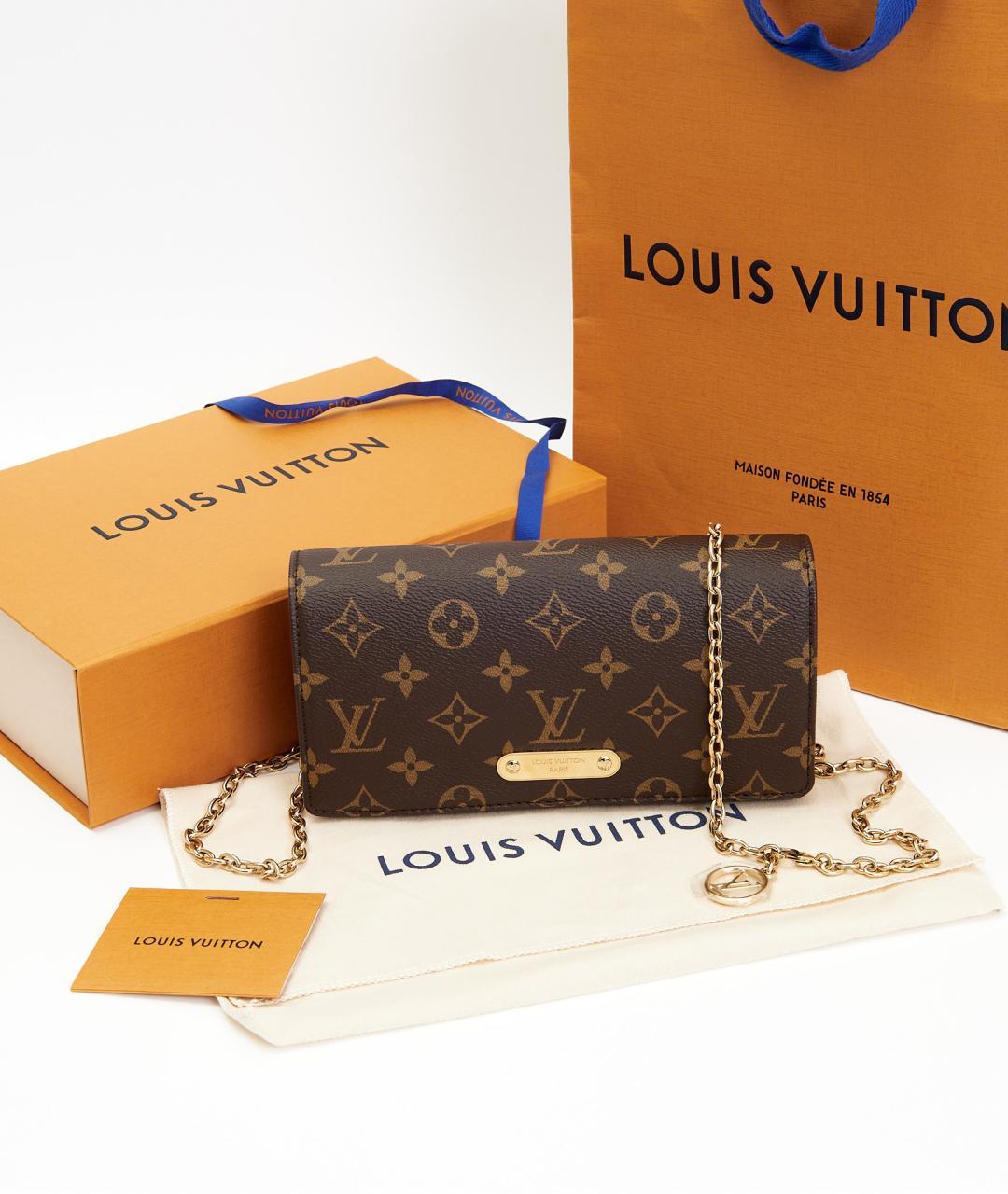 LOUIS VUITTON Коричневая кожаная сумка через плечо, фото 8