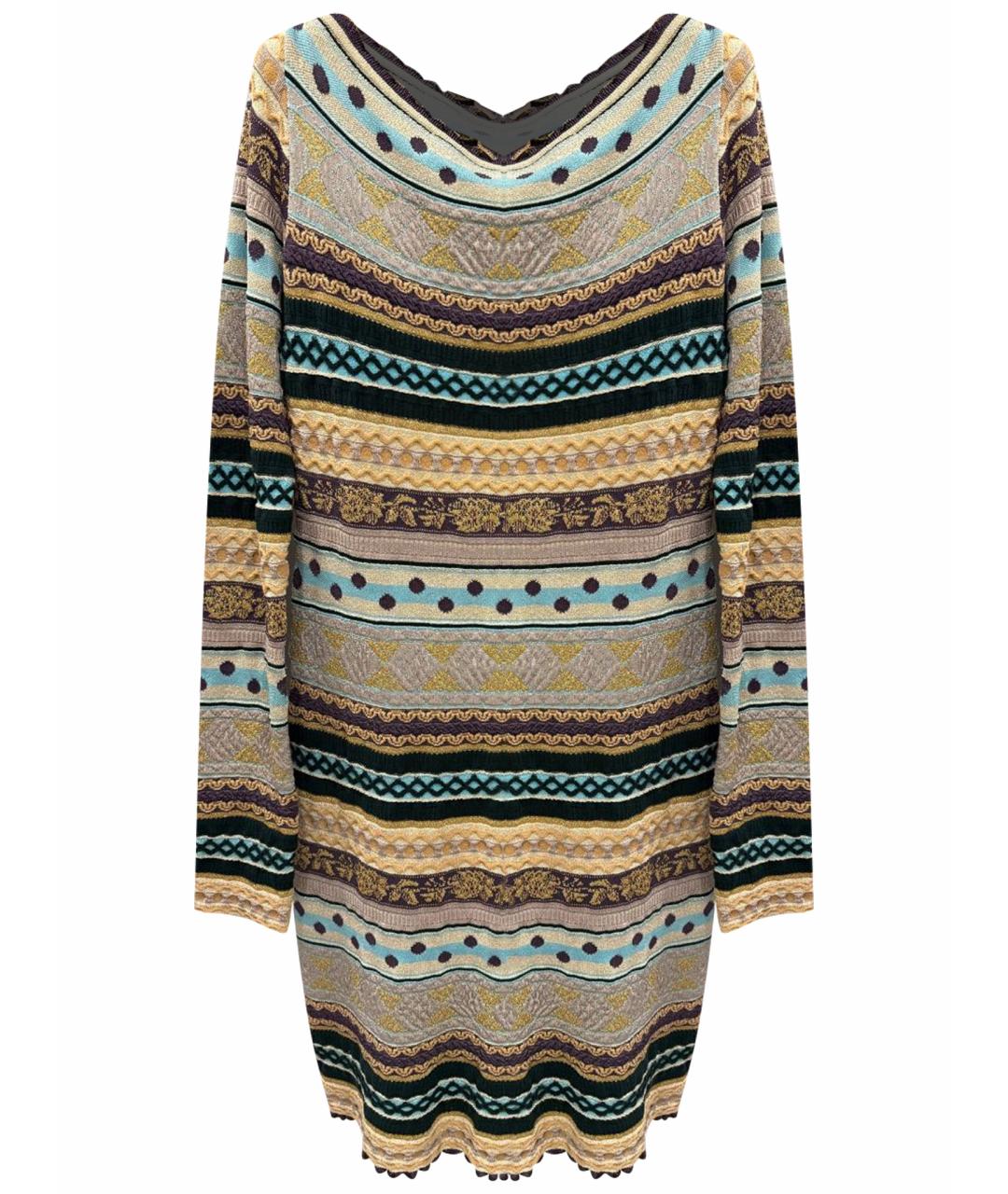 MISSONI Золотое вискозное коктейльное платье, фото 1