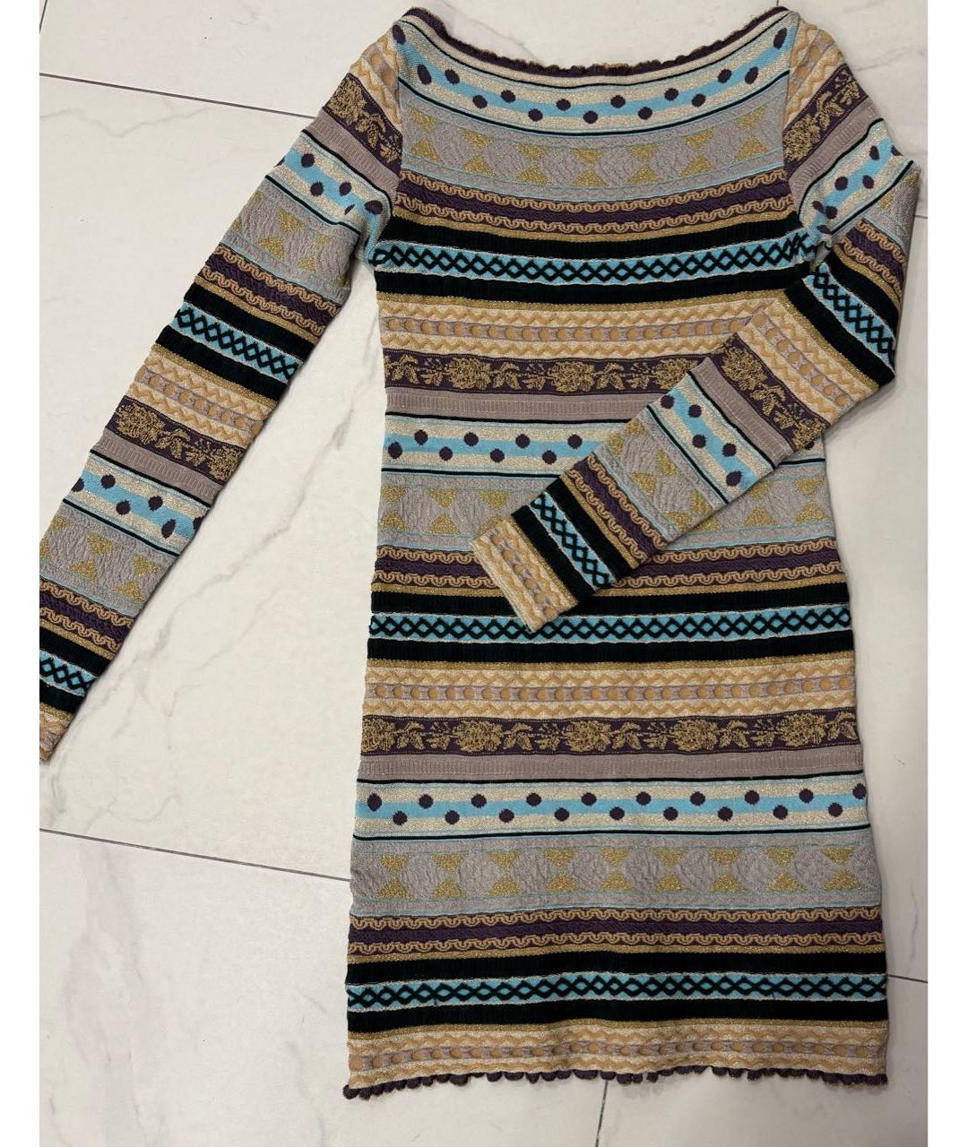 MISSONI Золотое вискозное коктейльное платье, фото 2