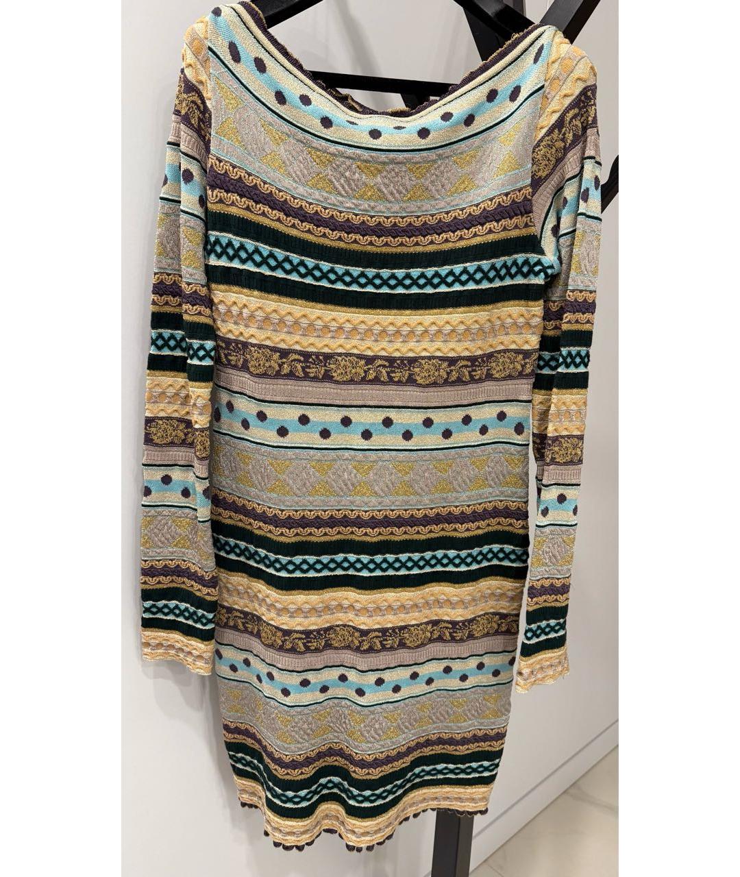 MISSONI Золотое вискозное коктейльное платье, фото 9