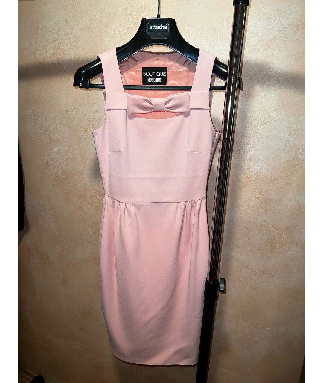 BOUTIQUE MOSCHINO Розовое хлопко-эластановое коктейльное платье, фото 5