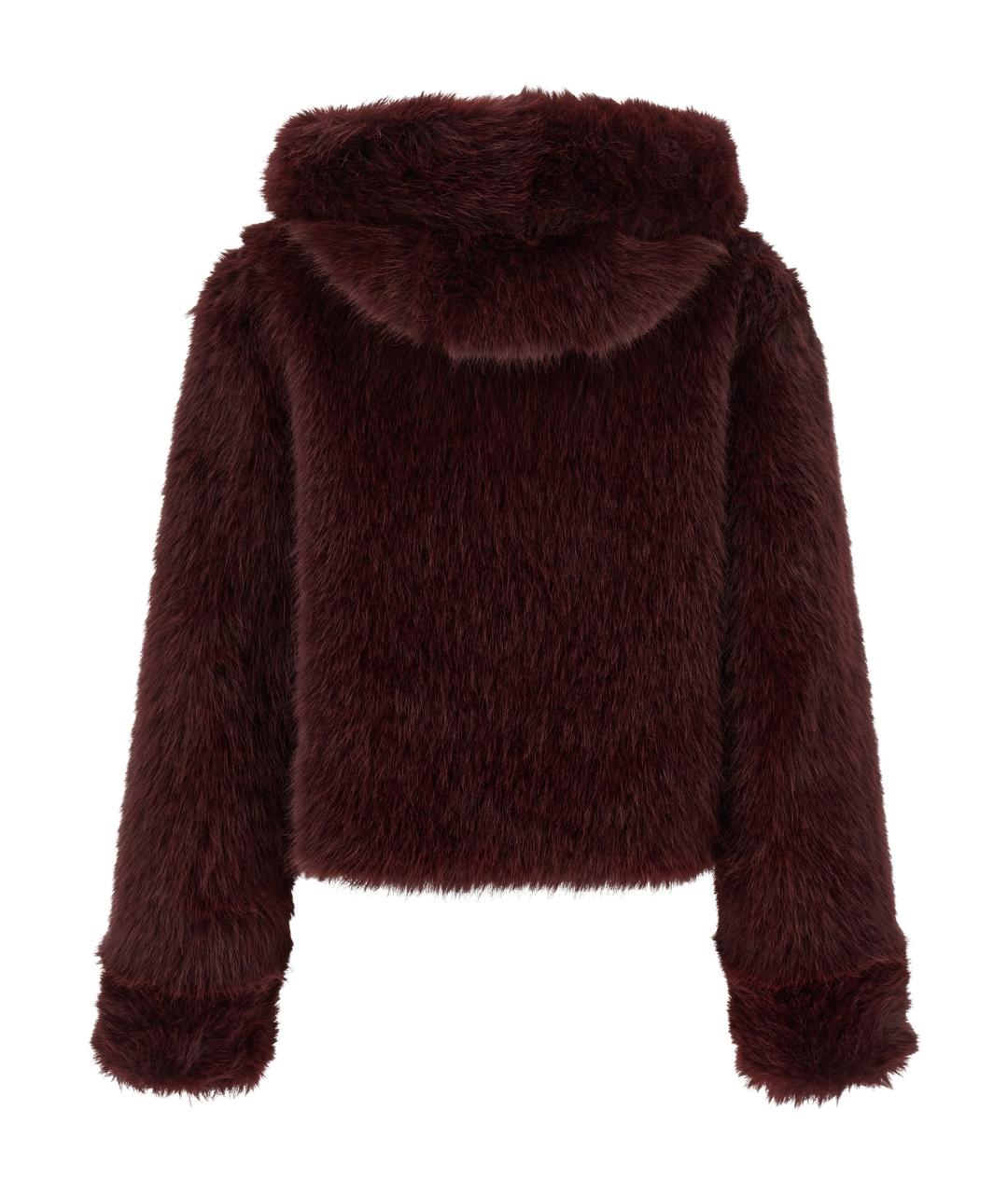 B&B COUTURE Бордовая полиэстеровая шуба, фото 2