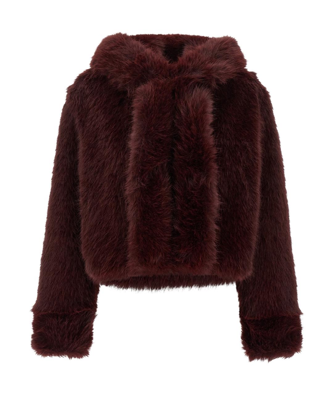 B&B COUTURE Бордовая полиэстеровая шуба, фото 1