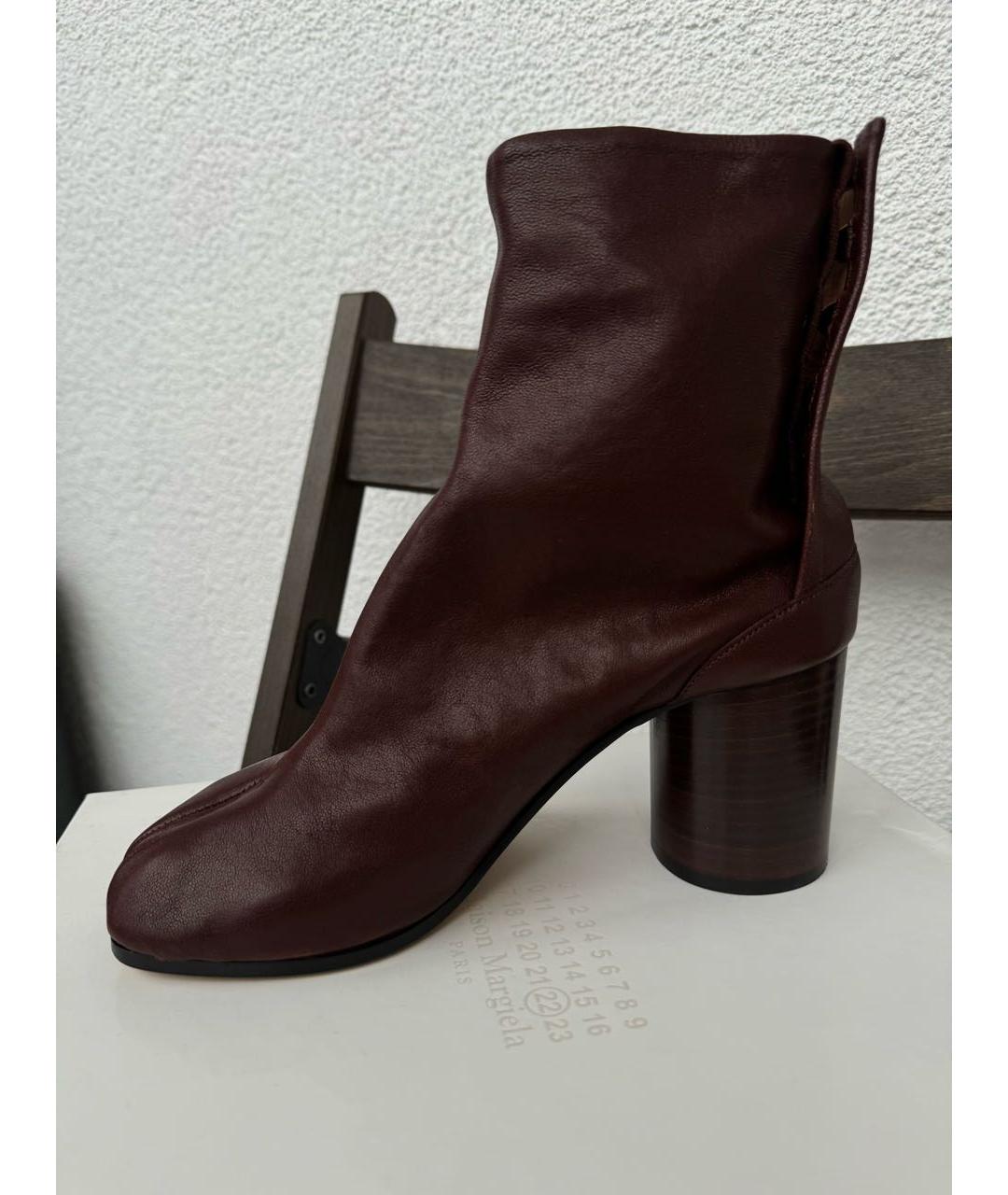MAISON MARGIELA Коричневые кожаные ботильоны, фото 6
