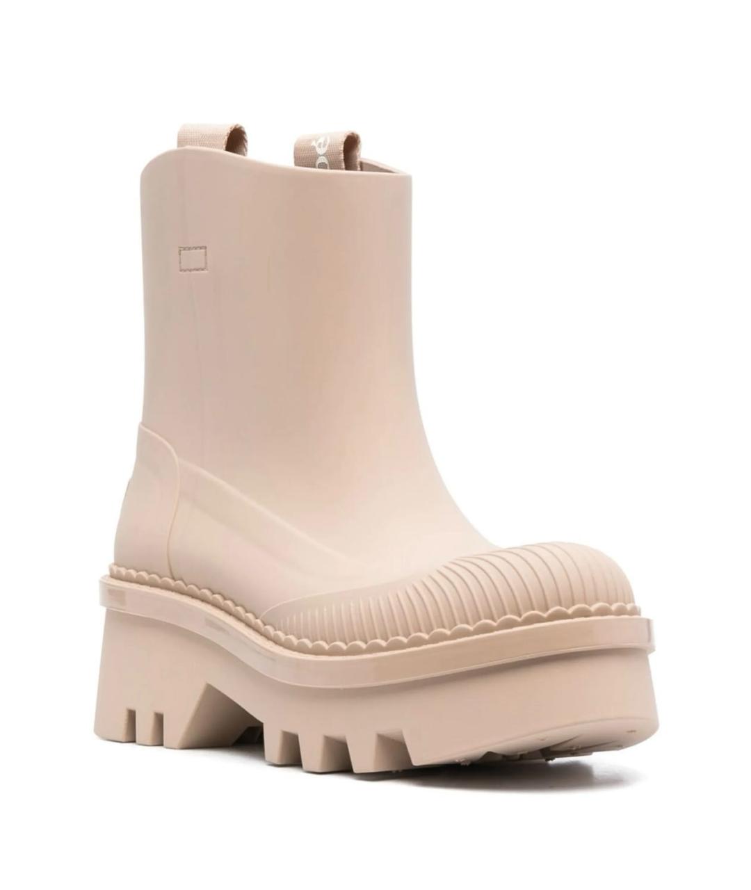 CHLOE Бежевые резиновые полусапоги, фото 3