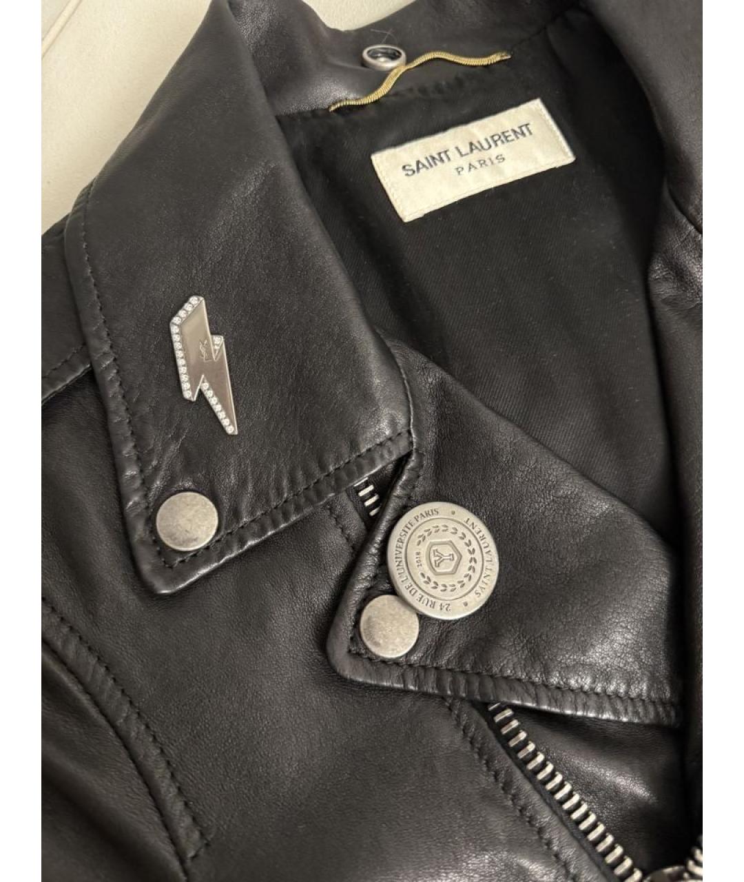 SAINT LAURENT Черная кожаная куртка, фото 4