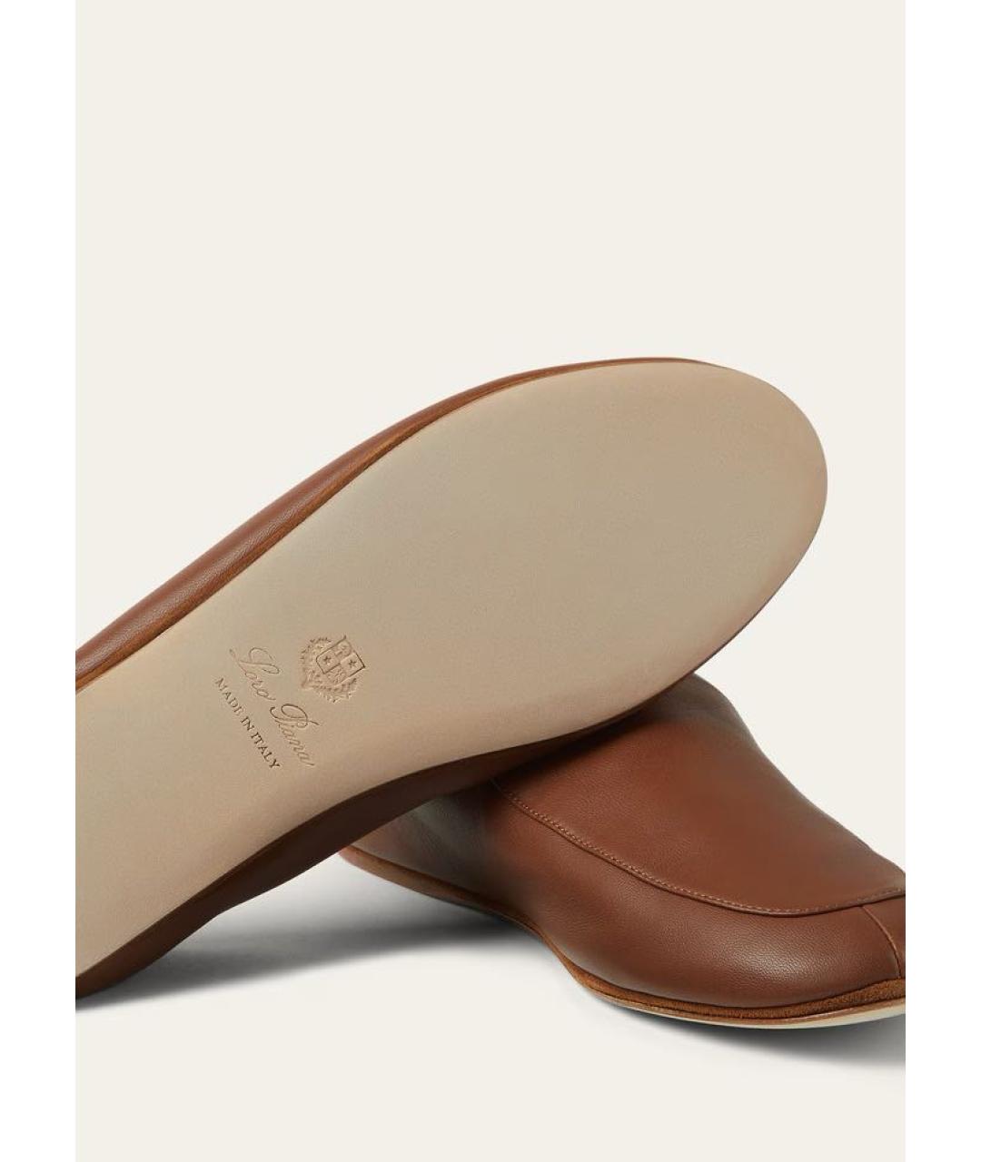 LORO PIANA Коричневые кожаные лоферы, фото 6
