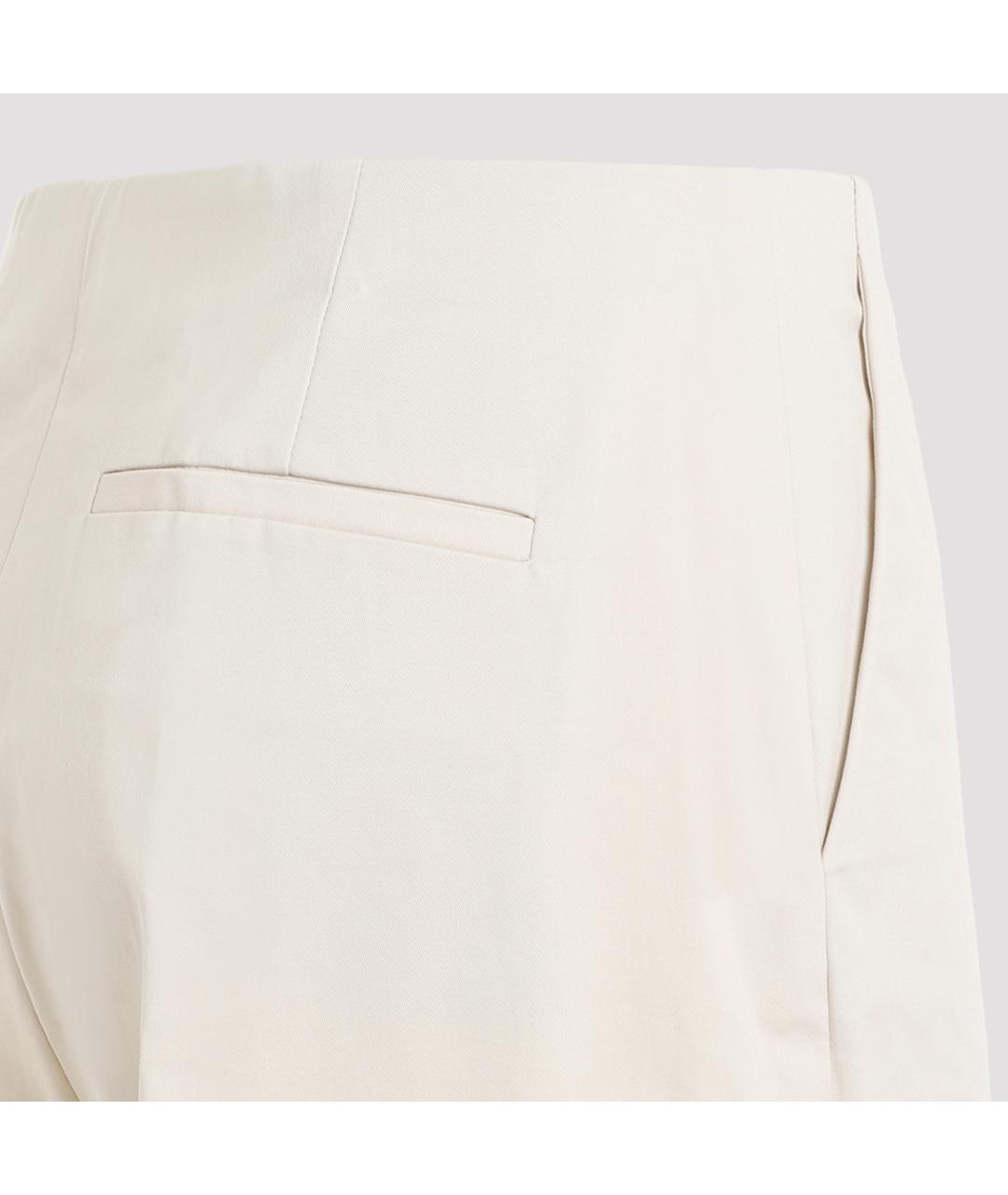 THEORY Бежевые хлопковые прямые брюки, фото 4