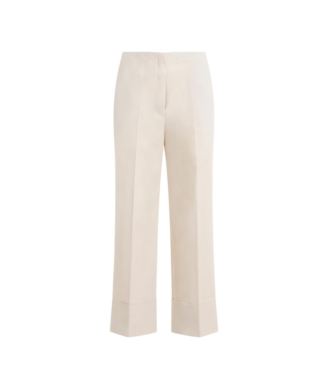 THEORY Бежевые хлопковые прямые брюки, фото 1