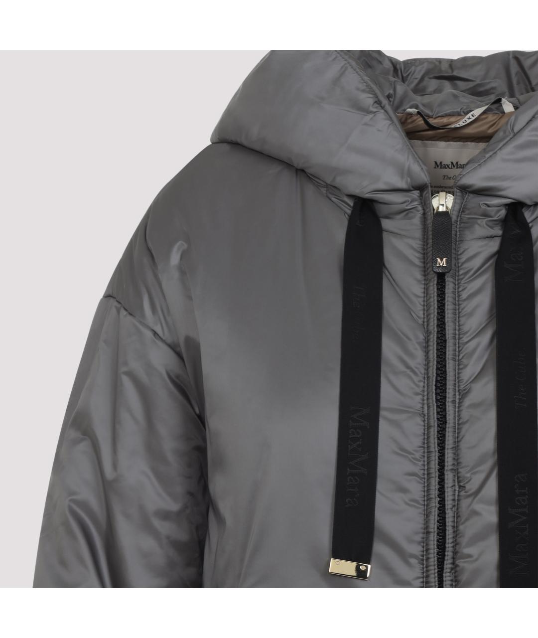 MAX MARA Серый полиэстеровый пуховик, фото 4