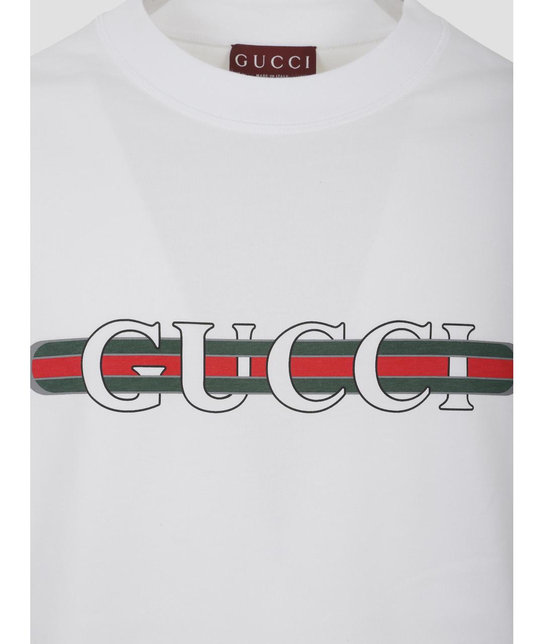 GUCCI Белая хлопковая футболка, фото 3