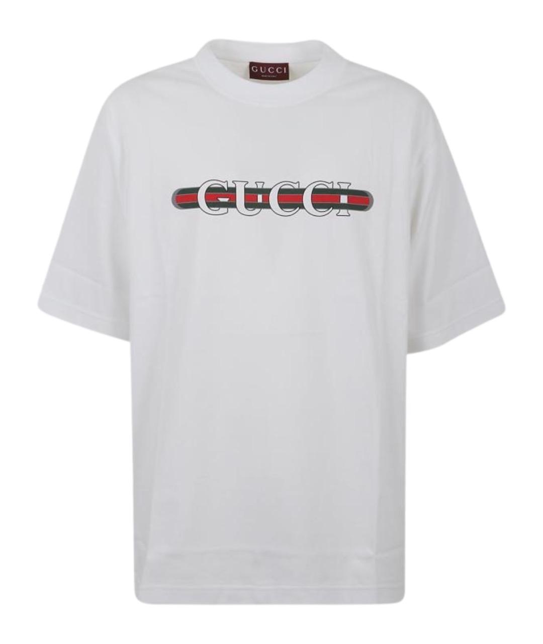 GUCCI Белая хлопковая футболка, фото 1