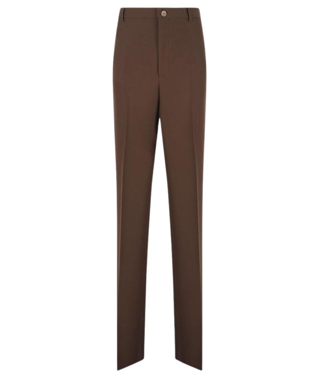 GUCCI Коричневые полиэстеровые прямые брюки, фото 1