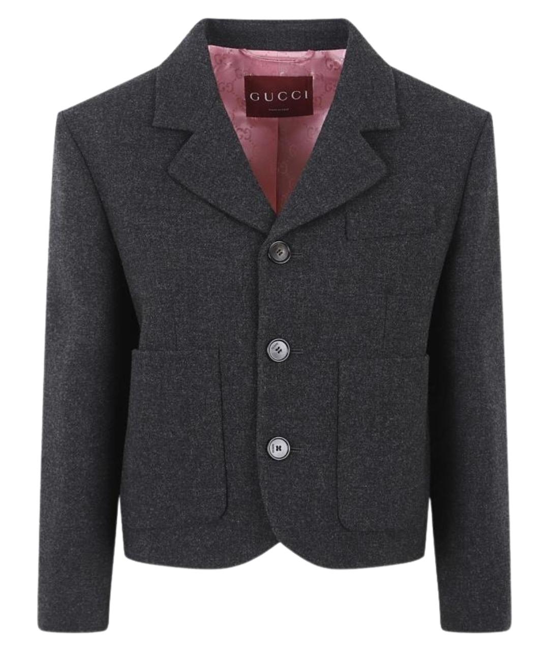 GUCCI Серый шерстяной жакет/пиджак, фото 1