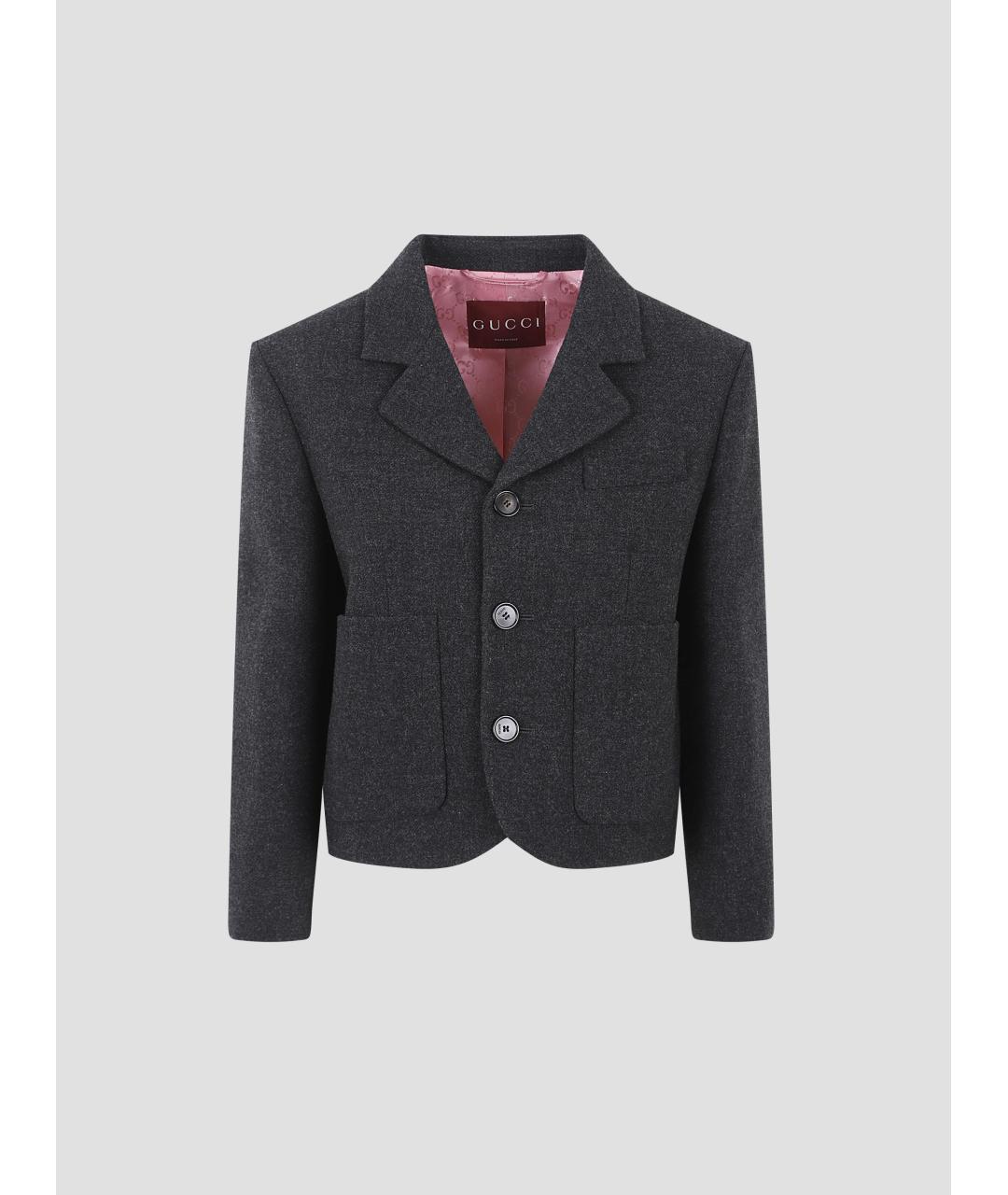 GUCCI Серый шерстяной жакет/пиджак, фото 4