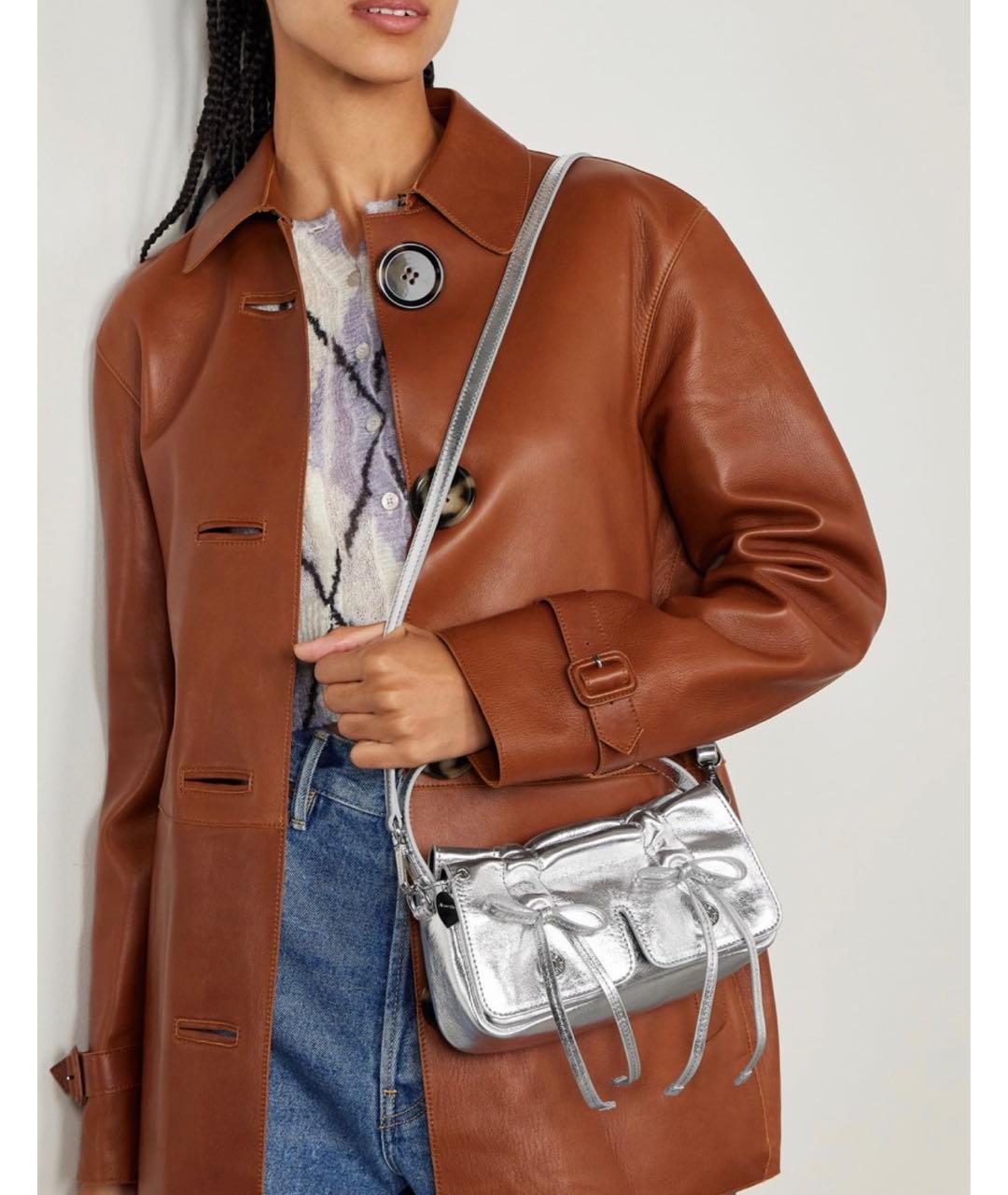 ACNE STUDIOS Серебряная кожаная сумка через плечо, фото 2