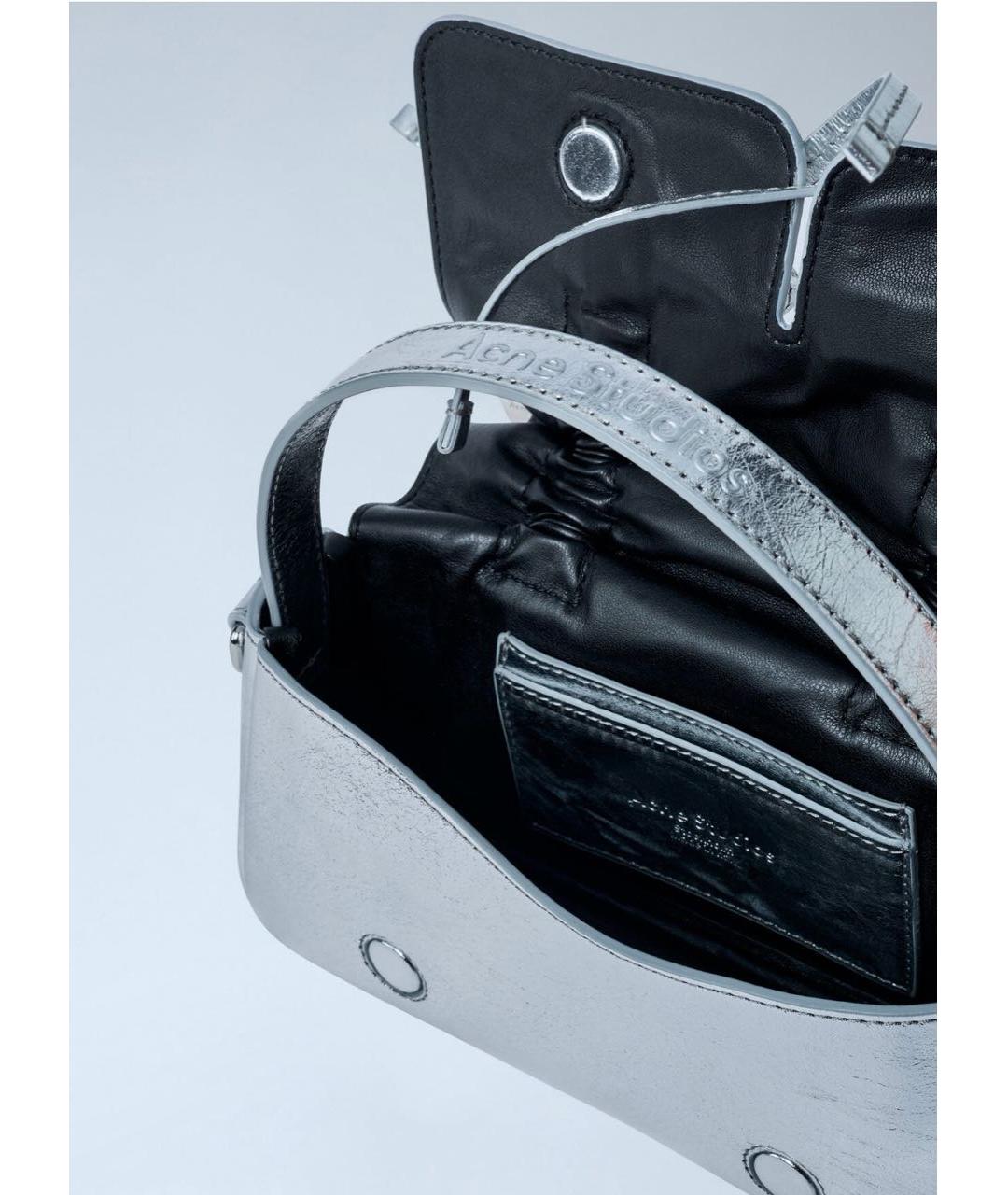 ACNE STUDIOS Серебряная кожаная сумка через плечо, фото 4