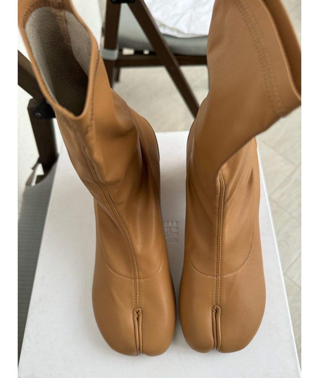 MAISON MARGIELA Бежевые кожаные ботильоны, фото 2