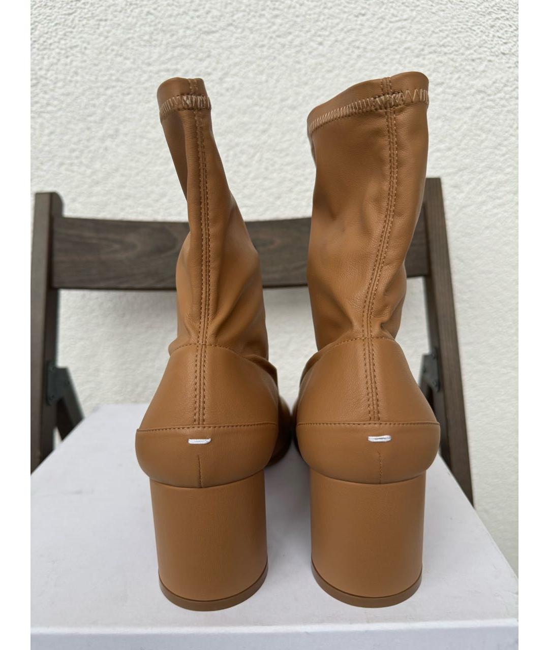 MAISON MARGIELA Бежевые кожаные ботильоны, фото 3