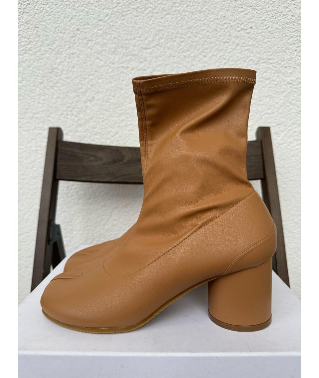MAISON MARGIELA Бежевые кожаные ботильоны, фото 4