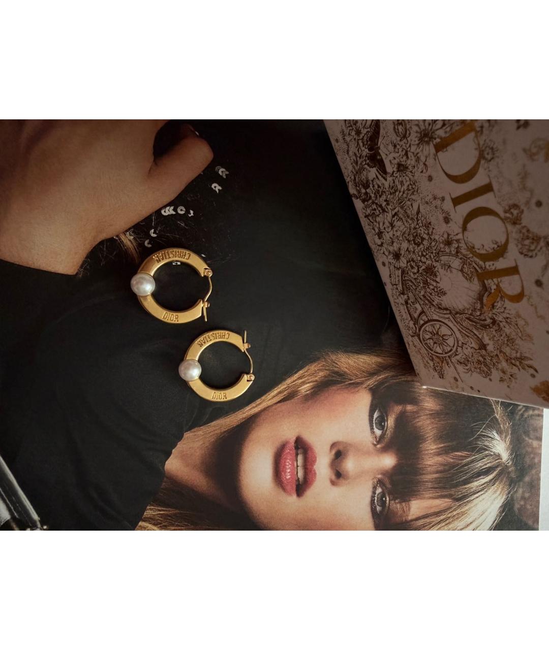 CHRISTIAN DIOR Золотые металлические серьги, фото 2