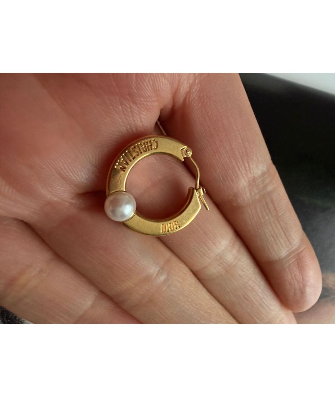CHRISTIAN DIOR Золотые металлические серьги, фото 4