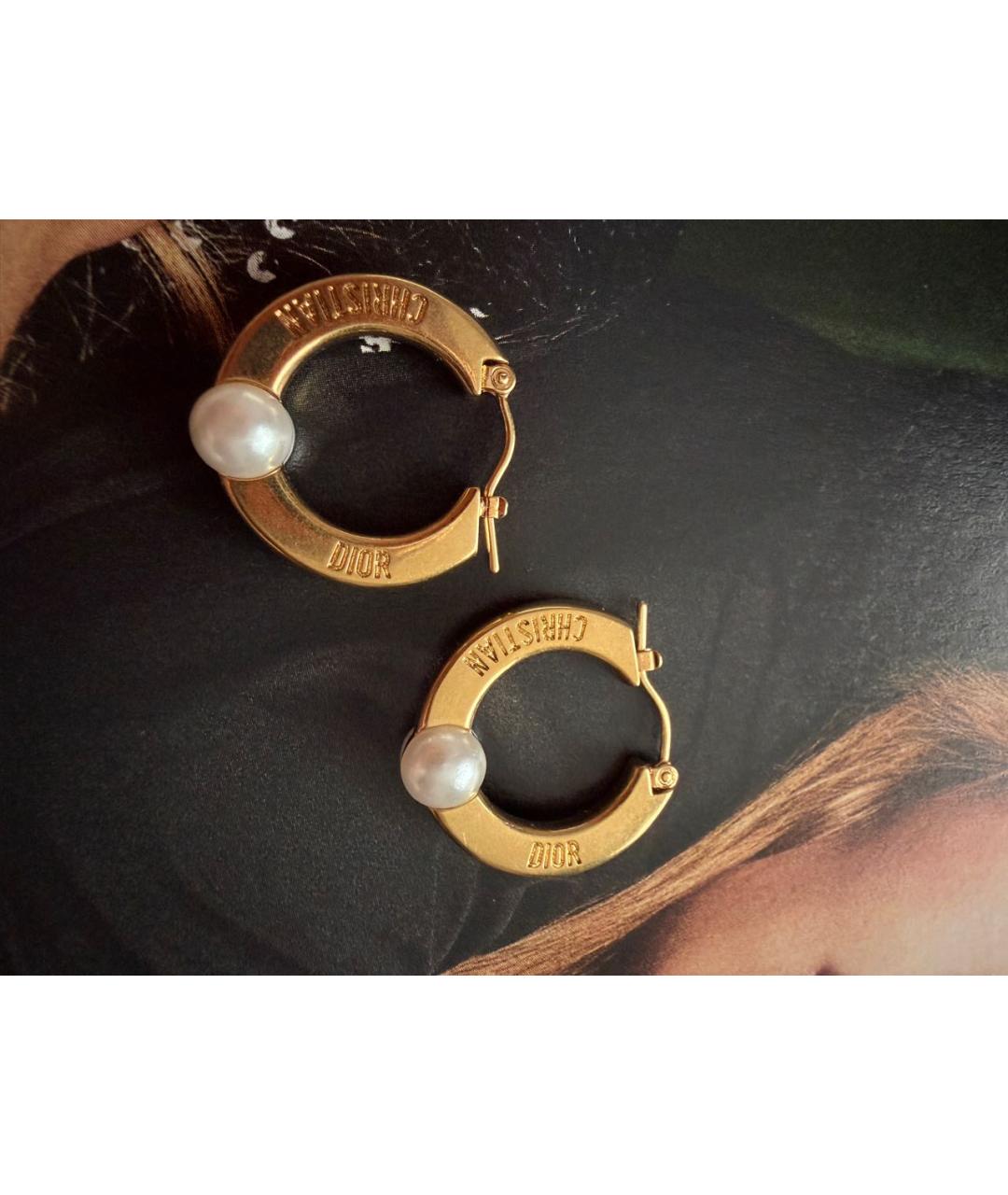 CHRISTIAN DIOR Золотые металлические серьги, фото 7