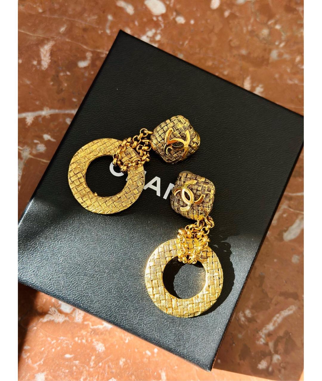 CHANEL Золотые металлические серьги, фото 6