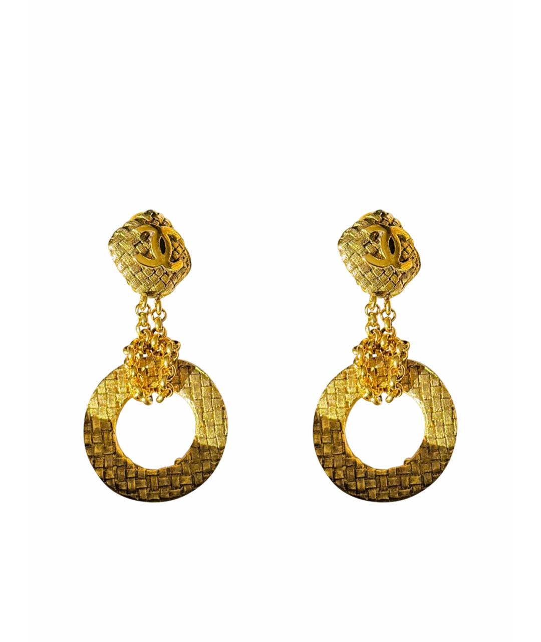 CHANEL Золотые металлические серьги, фото 1